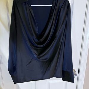 Mazik Midnight Satin Drape Blouse